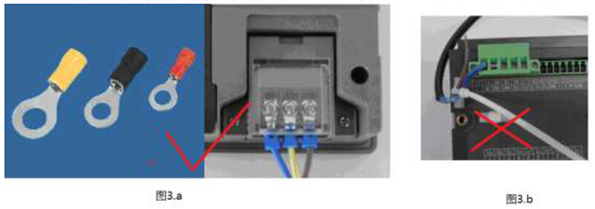 鄰近強電接線端子的位置設置防止導線脫落的軟線固定架