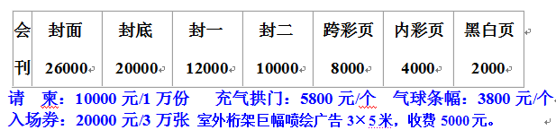 廣告收費(fèi)標(biāo)準(zhǔn)